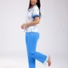 Flora Mode Pyjama chemise imprimé et pantalon côtelé – Réf 18660 – Bleu