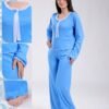 Flora Mode Pyjama haut dentelle et pantalon – Réf 18679 – Bleu