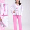 Flora Mode Pyjama haut fleuri à nœuds et pantalon – Réf 18695 – Rose