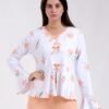 Flora Mode Pyjama haut fleuri à nœuds et pantalon – Réf 18695 – Pêche