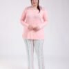 Flora Mode Pyjama haut dentelle et pantalon rayé fleuri grande taille – Réf 18704 – Rose pêche