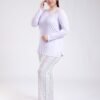 Flora Mode Pyjama haut dentelle et pantalon rayé fleuri grande taille – Réf 18704 – Lilas