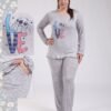 Flora Mode Pyjama imprimé LOVE grande taille – Réf 18710 – Gris