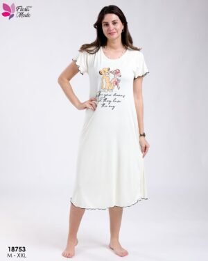 Flora Mode Robe de nuit imprimée Roi Lion – Réf 18753 – Écru