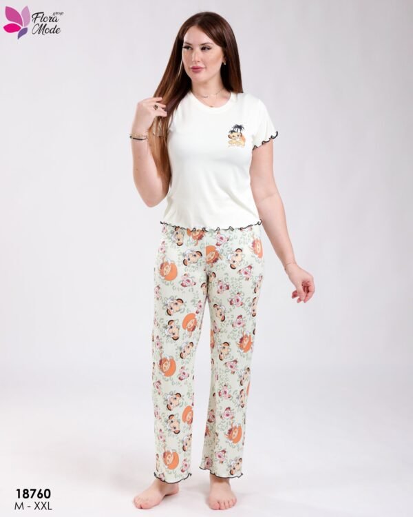 Flora Mode Pyjama t-shirt et pantalon imprimé Roi Lion – Réf 18760 – Vert pâle