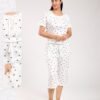 Flora Secret Pyjama pantacourt – Réf 00161 – Blanc cœurs noirs