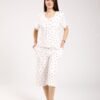 Flora Secret Pyjama pantacourt – Réf 00161 – Blanc cœurs rouges