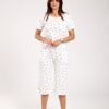 Flora Secret Pyjama pantacourt – Réf 00161 – Blanc cœurs bleus