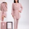 Flora Secret Ensemble pyjama et peignoir dentelle 3 pièces – Réf 17873 – Vieux rose