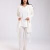 Flora Secret Ensemble pyjama et peignoir dentelle 3 pièces – Réf 17873 – Écru