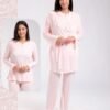 Flora Secret Ensemble pyjama et peignoir dentelle 3 pièces – Réf 17873 – Rose pâle