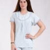 Flora Secret Ensemble pyjama et peignoir dentelle 3 pièces – Réf 18322 – Bleu clair