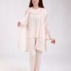 Flora Secret Ensemble pyjama et peignoir dentelle 3 pièces – Réf 18322 – Beige