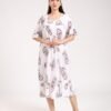 Hawanem Chemise de nuit – Réf 00242 – Blanc motif rose