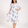 Hawanem Chemise de nuit – Réf 00242 – Blanc motif bleu