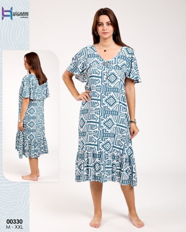 Hawanem Chemise de nuit – Réf 00330 – Bleu pétrole