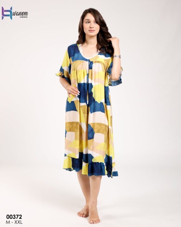 Hawanem Chemise de nuit – Réf 00372 – Bleu jaune