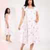Hawanem Chemise de nuit – Réf 00379 – Blanc fleurs rouges