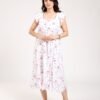 Hawanem Chemise de nuit – Réf 00379 – Blanc fleurs bleues