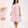 Hawanem Chemise de nuit – Réf 00478 – Blanc fleurs rouges