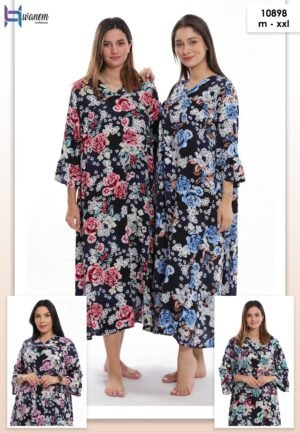 Hawanem Robe d'intérieur longue fleurie – Réf 10898 – Couleurs assorties
