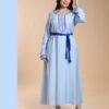 Hawanem Caftan brodé avec ceinture – Réf 13671 – Bleu ciel