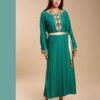 Hawanem Caftan brodé avec ceinture – Réf 13671 – Vert