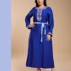Hawanem Caftan brodé avec ceinture – Réf 13671 – Bleu roi