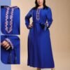 Hawanem Caftan brodé avec ceinture – Réf 13672 – Bleu roi