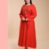 Hawanem Caftan brodé avec ceinture – Réf 13672 – Rouge