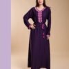 Hawanem Caftan brodé avec ceinture – Réf 13672 – Violet