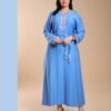 Hawanem Caftan brodé avec ceinture – Réf 13672 – Bleu ciel