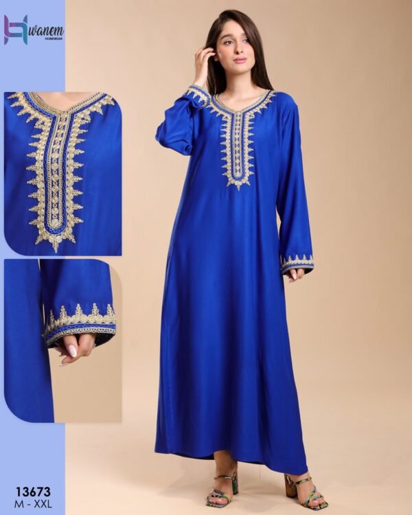 Hawanem Caftan brodé – Réf 13673 – Bleu roi