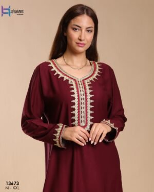 Hawanem Caftan brodé – Réf 13673 – Bordeaux