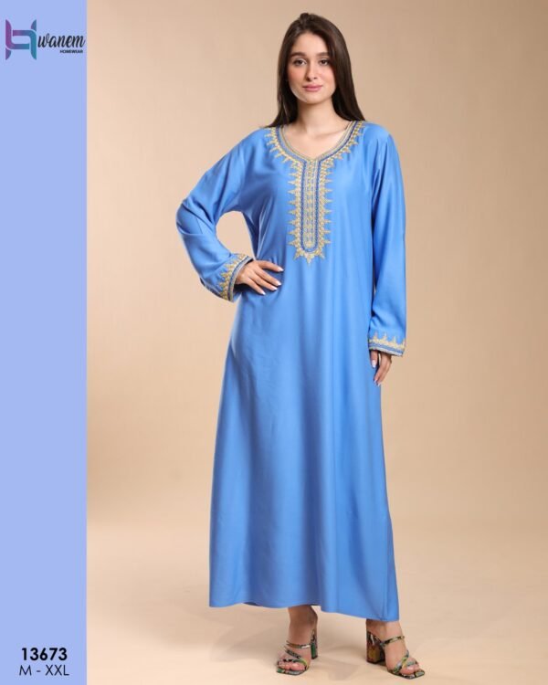 Hawanem Caftan brodé – Réf 13673 – Bleu