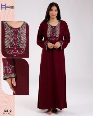 Hawanem Caftan d'intérieur brodé – Réf 13810 – Bordeaux