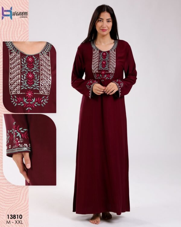 Hawanem Caftan d'intérieur brodé – Réf 13810 – Bordeaux