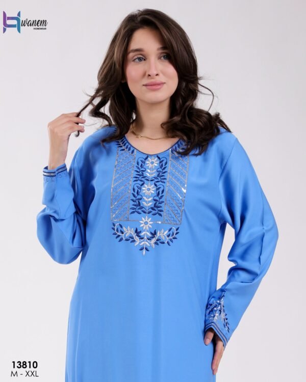 Hawanem Caftan d'intérieur brodé – Réf 13810 – Bleu