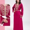 Hawanem Caftan brodé avec ceinture – Réf 13811 – Fuchsia