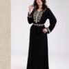 Hawanem Caftan brodé avec ceinture – Réf 13811 – Noir