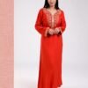 Hawanem Caftan brodé avec ceinture – Réf 13811 – Rouge