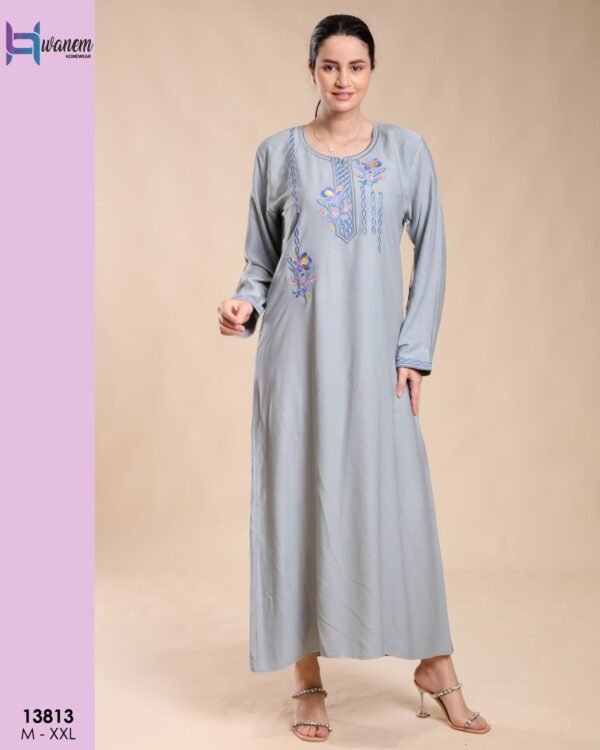 Hawanem Caftan d'intérieur brodé – Réf 13813 – Gris