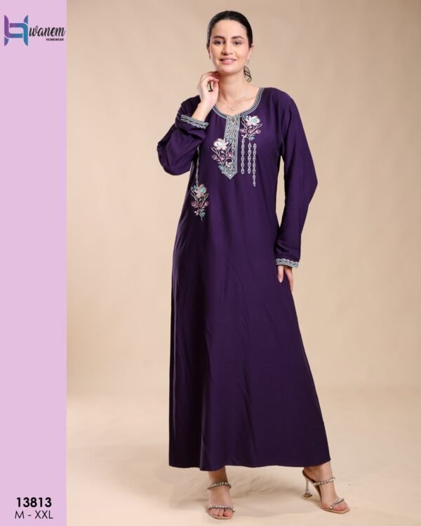 Hawanem Caftan d'intérieur brodé – Réf 13813 – Violet