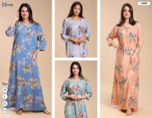Hawanem Robe d'intérieur longue fleurie – Réf 13892 – Couleurs assorties