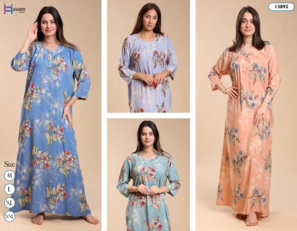 Hawanem Robe d'intérieur longue fleurie – Réf 13892 – Couleurs assorties Hawanem Robe d'intérieur longue fleurie – Réf 13892 – Couleurs assorties