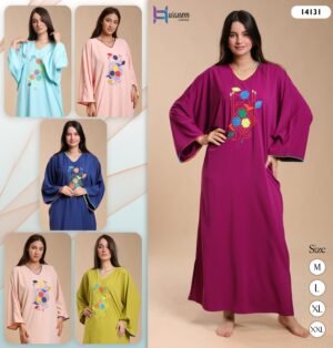 Hawanem Robe d'intérieur longue brodée – Réf 14131 – Couleurs assorties