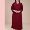 Hawanem Robe d'intérieur longue brodée – Réf 14150 – Bordeaux
