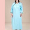 Hawanem Robe d'intérieur longue brodée – Réf 14150 – Turquoise