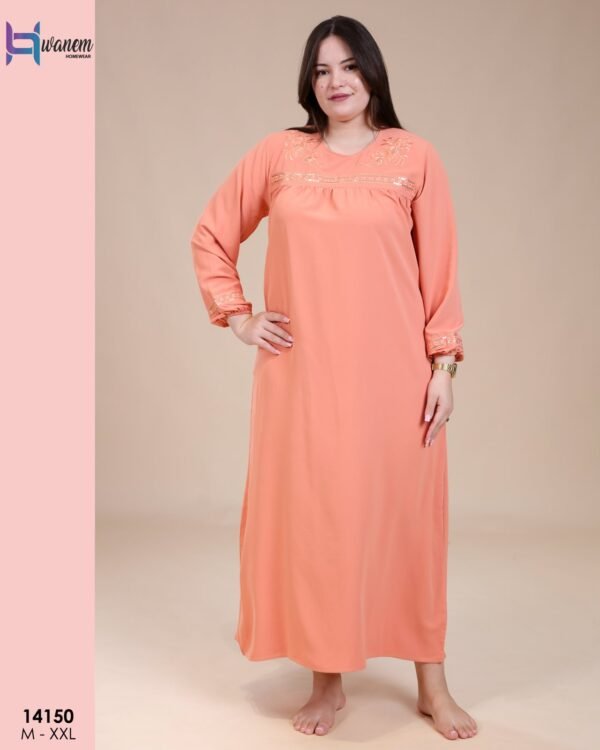 Hawanem Robe d'intérieur longue brodée – Réf 14150 – Pêche