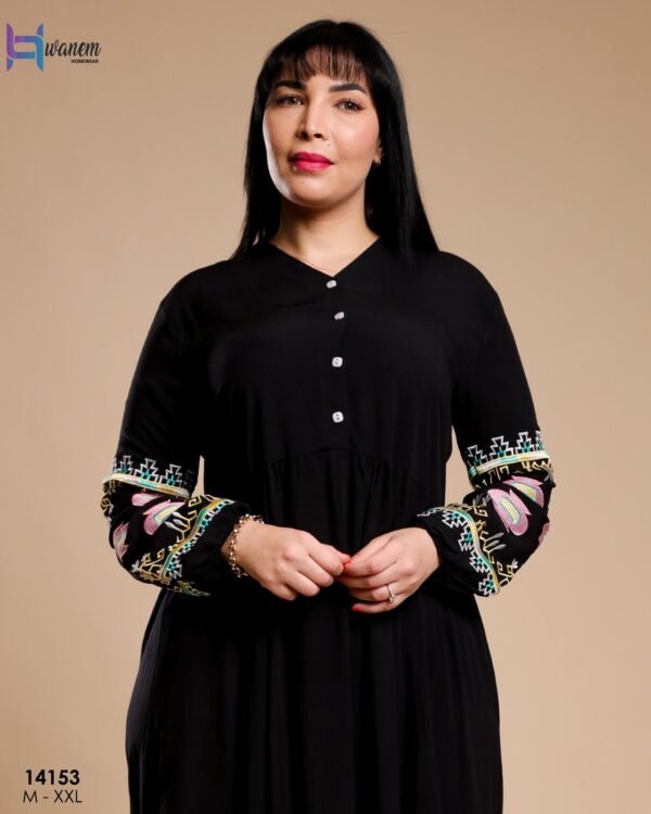 Hawanem Robe longue brodée – Réf 14153 – Noir
